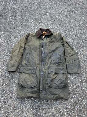Vintage Barbour Border Waxed Cotton Jacket with A295 Faux Fur Zip-In Liner C38